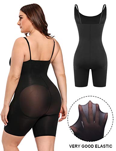 FeelinGirl Mujer Faja Reductora Arriba de Busto sin Costura Corsé Bustier de Todo Cuerpo Ajustable Shapewear Overbust Negro XL/Talla 44-46