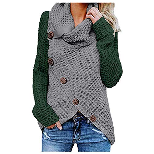 FELZ 2019 Moda Sudadera Caliente Mujer De Manga Larga Otoño e Invierno Pullover Suéter Irregular Prendas de Punto Collar de la Pila Jersey Suelto Abrigo Tallas Grandes Blusa Camisas