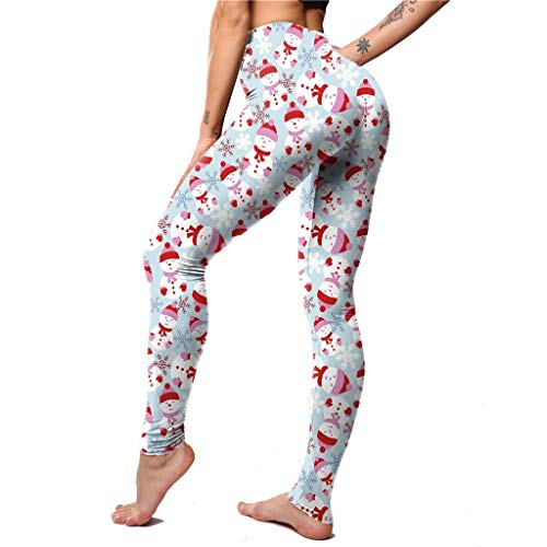 FELZ Navidad Leggings Deportivos de Cintura Alta con Estampado para Mujer Casual Pantalones de Yoga Mallas Deportivas Mujer Pantalones Pirata Leggins Deportes para Running Yoga Fitness Gym