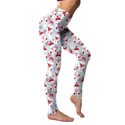 FELZ Navidad Leggings Deportivos de Cintura Alta con Estampado para Mujer Casual Pantalones de Yoga Mallas Deportivas Mujer Pantalones Pirata Leggins Deportes para Running Yoga Fitness Gym