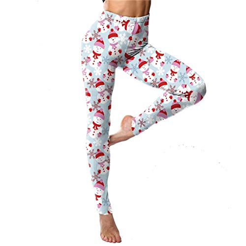 FELZ Navidad Leggings Deportivos de Cintura Alta con Estampado para Mujer Casual Pantalones de Yoga Mallas Deportivas Mujer Pantalones Pirata Leggins Deportes para Running Yoga Fitness Gym