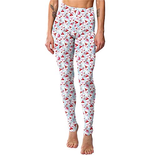 FELZ Navidad Leggings Deportivos de Cintura Alta con Estampado para Mujer Casual Pantalones de Yoga Mallas Deportivas Mujer Pantalones Pirata Leggins Deportes para Running Yoga Fitness Gym