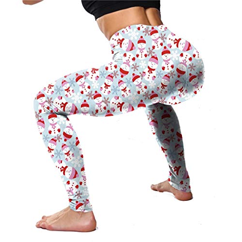 FELZ Navidad Leggings Deportivos de Cintura Alta con Estampado para Mujer Casual Pantalones de Yoga Mallas Deportivas Mujer Pantalones Pirata Leggins Deportes para Running Yoga Fitness Gym