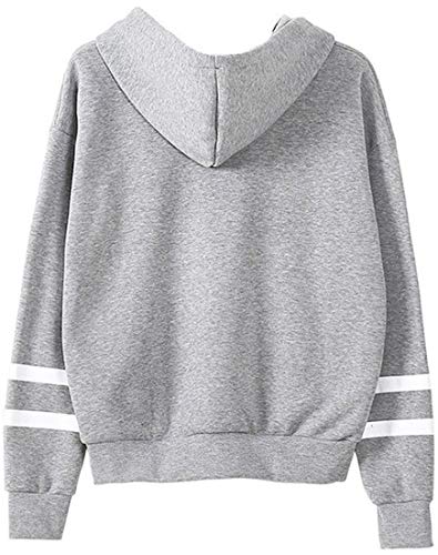 FLYCHEN Hombre Sudadera con Capucha Anime Fairy Tail de Color Sólido Impreso Logo de Manga Larga Jersey Casual - Gris 3-2XL