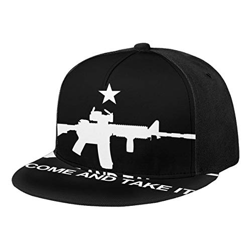 FONDSILVER Texas Come and Take It Flag Sombreros de Snapback para hombres y mujeres de una pieza Gorra de béisbol plana Hip Hop Juventud Visor Sombrero Negro