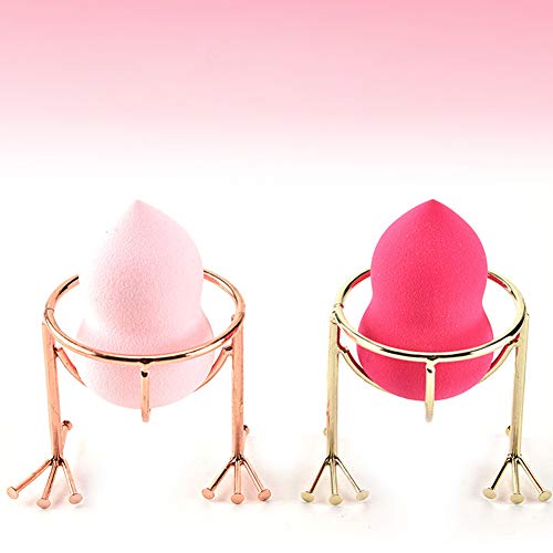 Forma 1pc pollo garra esponja de la belleza Blender titulares de maquillaje del soplo de polvo de la herramienta de belleza Secadora Tendedero huevo soplo de polvo soporte de exhibición (de oro rosa)