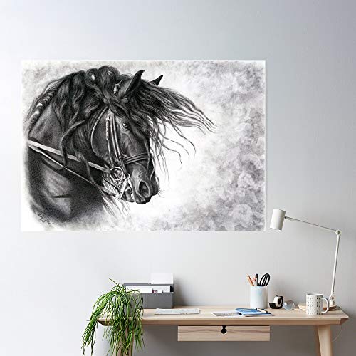 Friesian Baroque Art Dressage Equine Black Horse Impresionantes carteles para la decoración de la habitación impresos con la última tecnología moderna sobre papel semibrillante