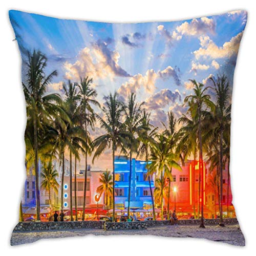 Funda de almohada 45cm45cm Miami Beach Florida Funda de almohada Funda de cojín para el hogar Sofá Sofá Living 18 "" X 18 "" Pulgadas