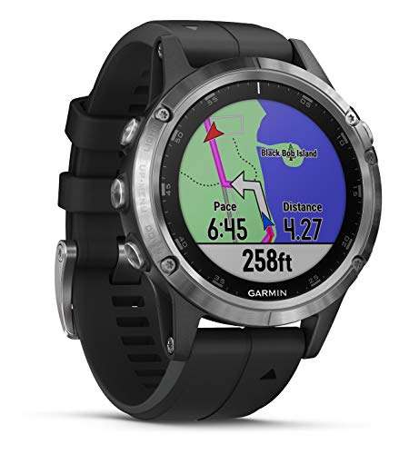 Garmin Fenix 5 Plus - Reloj GPS multideporte, Plata con correa negra