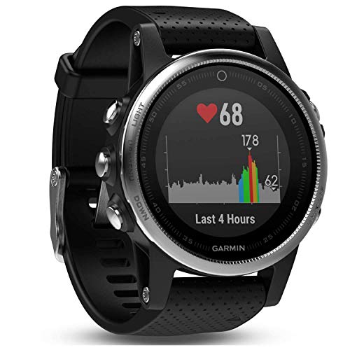 Garmin Fenix 5S - Reloj multideporte, con GPS y medidor de frecuencia cardiaca, lente de cristal y bisel de acero inoxidable, 42 mm, Plata/Negro