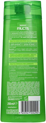 Garnier Fructis – Champú fortificante para cabellos grasos – Purifica y equilibra el cuero capielto – 250 ml – [Paquete de 4]