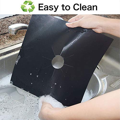 Gas Stove Cover, Non-stick Gas Cooker Protection Device Can Be Reused for Easy Cleaning (black and Silver) (0.12mm*1 piece,Black)