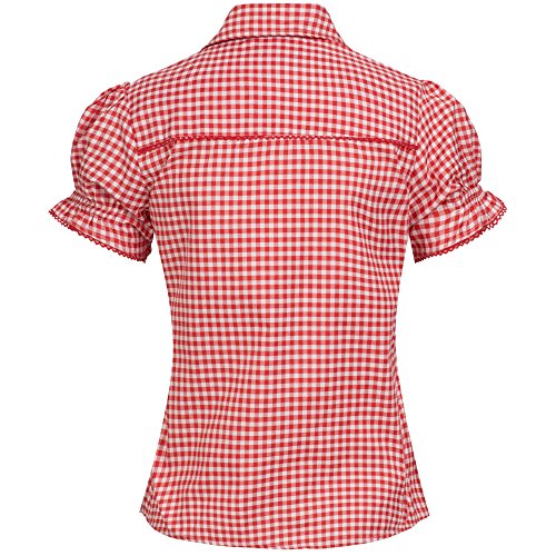 Gaudi-Leathers Traditional Blusa bávaro Mala Camisa Traje de Tirolesa Moda alemán de Oktoberfest carnevale para Mujer Rojo 42