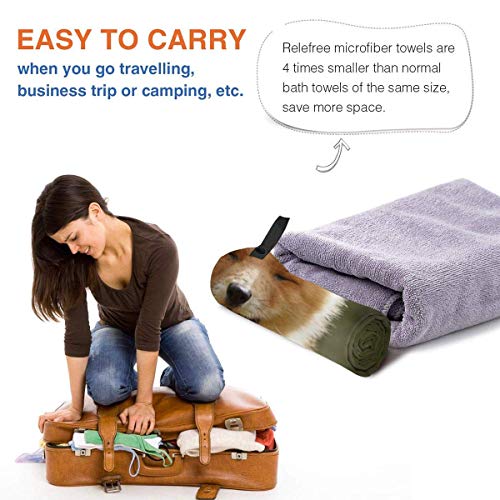 Gebrb Toalla de baño de Microfibra,Toallas de Gimnasio,Cute Animal Microfiber Fast Drying Towels Suitable for Camping, Backpacking,Gym, Beach, Swimming,Yoga