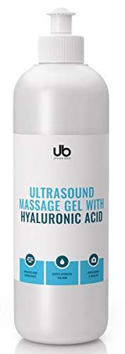 Gel De Masaje Con Ultrasonido De UB Con Ácido Hialurónico | Gel Conductor | Para Tratamientos Cosméticos Usando Ultrasonido (Masajeadores Ultrasónicos, Masaje Cavitacional) 500 mL