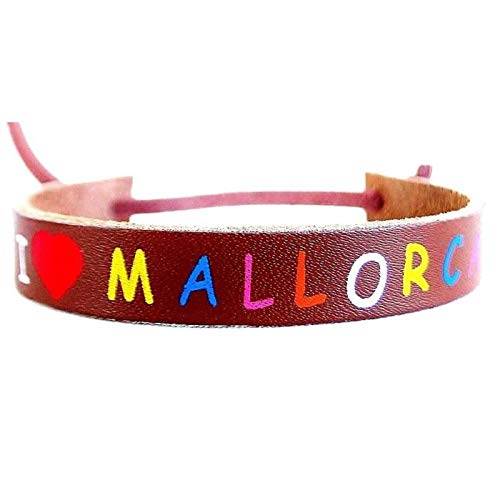 Genérico - Pulsera de piel auténtica unisex para motorista I Love Mallorca Vaquero Country ajustable