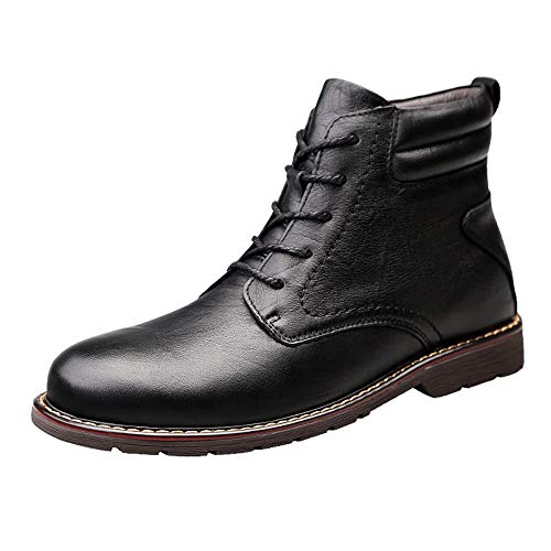 GHC Oxfords de negocios, Bota de caña de las botas de combate de los hombres, estilo de encaje hasta zapatos de cuero genuino, cosido ceroso cordones calor Anti Slip zapatos al aire libre (Opción inte