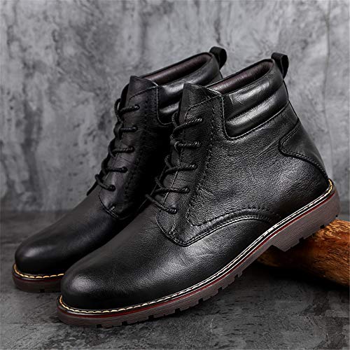 GHC Oxfords de negocios, Bota de caña de las botas de combate de los hombres, estilo de encaje hasta zapatos de cuero genuino, cosido ceroso cordones calor Anti Slip zapatos al aire libre (Opción inte