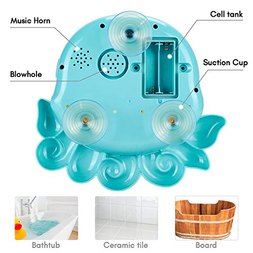 Gifort Máquina de Burbujas de Baño, Ducha de Niños Baño de Burbujas, Juguetes del Baño Pulpo de Burbuja con 42 Música Infantil para Niños Pequeños, Ideales Burbuja de Baño Juguetes para Niños-Blue