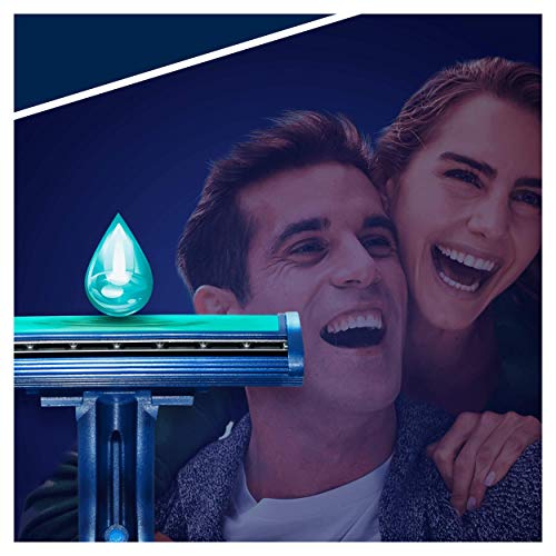 Gillette BlueII Plus Maquinillas desechables para hombre, dos hojas de afeitar, cabezal fijo, banda lubricante - Pack de 5+1