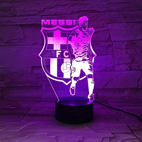 giyiohok Luz nocturna 3D Barcelona Messi Team Illusion Lámpara de mesa LED 7 colores Touch Control remoto Color Mood Lámpara USB Hogar Dormitorio Lámpara de noche