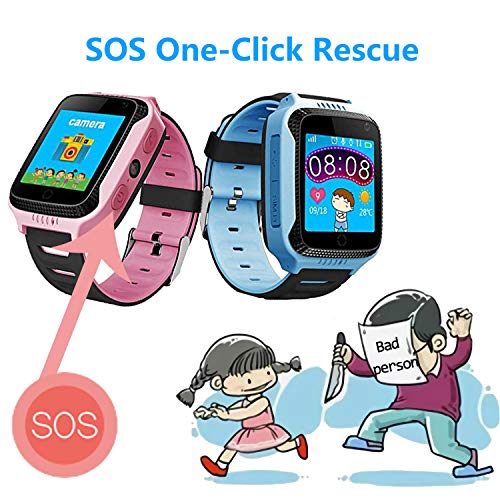 GPS LBS Tracker Smartwatch Niños - Reloj Inteligente Niña con SOS Cámara Juegos Despertador, Reloj Niña con Llamada, Reloj Inteligente Niños Compatible IOS Android, Smartwatch Niña Estudiante Escuela