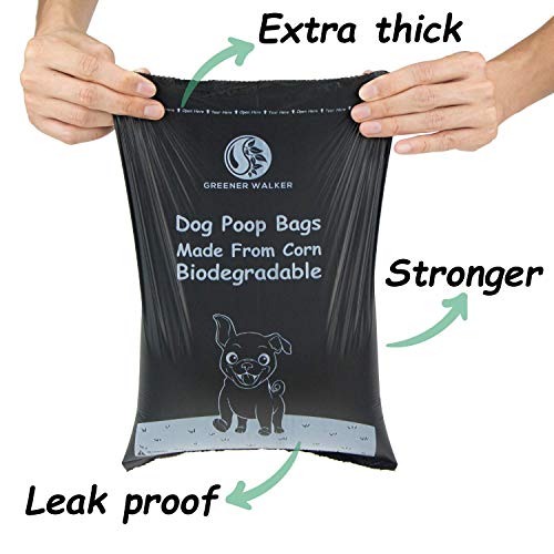 Greener Walker Bolsas para Excrementos de Perro,540 Unidades,Extra Grueso,Fuerte y 100% a Prueba de Fugas Biodegradable Bolsas para Caca de Perro(Negro)