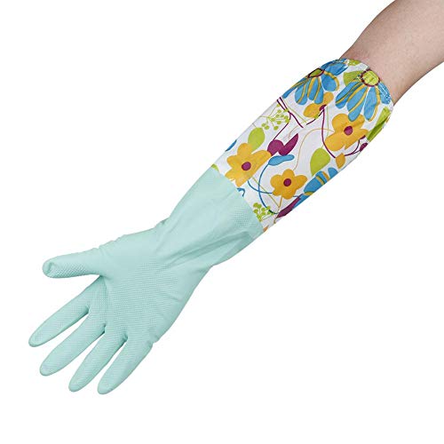 Guantes de goma de brazo largo para limpieza de estanques y canalones, impermeables, con forro de látex