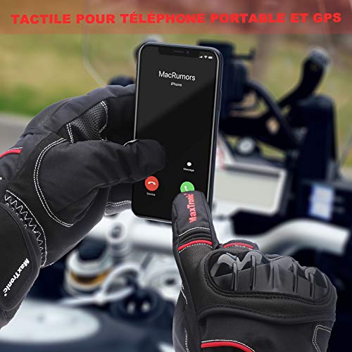 Guantes de moto invierno, guantes de Scooter cálidos Thinsulate 3M Pantalla táctil impermeable a prueba de viento para hombres Mujeres Guantes de moto Guantes resistentes al desgaste de motocicletas