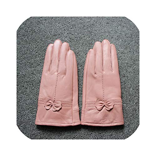 Guantes de piel de oveja roja para mujer, guantes de otoño e invierno, resistentes al viento