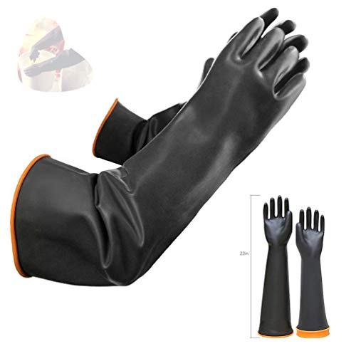 Guantes químicos de látex PPE de Goma Resistente Seguridad Industrial Trabajo Guantes Largos de protección Guantes, 22"Guantes para Trabajo Pesado, Resistentes a ácidos Fuertes, 1 par