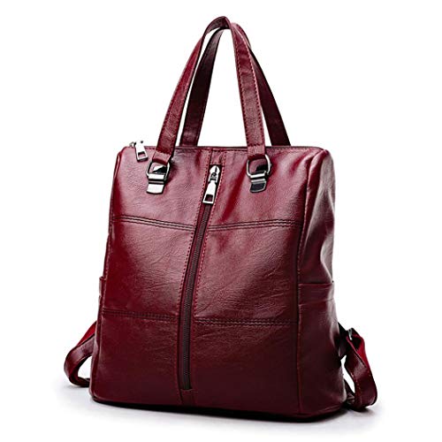 Gusspower Mujeres Mochila 2 Way Piel sintética señoras niñas Mochila Hombro Viajes Escuela Bolsas (Rojo)