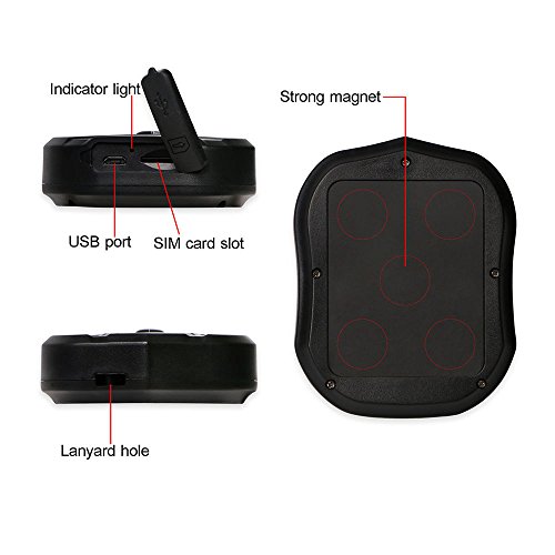 Hangang Localizador gps para coche , GPS Tracker APP / Sitio web posición en tiempo real Antirrobo GPS Localizador para Vehículos fuerte imán y 5000 mAh recargable impermeable GPS Tracker