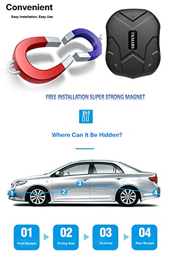 Hangang Localizador gps para coche , GPS Tracker APP / Sitio web posición en tiempo real Antirrobo GPS Localizador para Vehículos fuerte imán y 5000 mAh recargable impermeable GPS Tracker