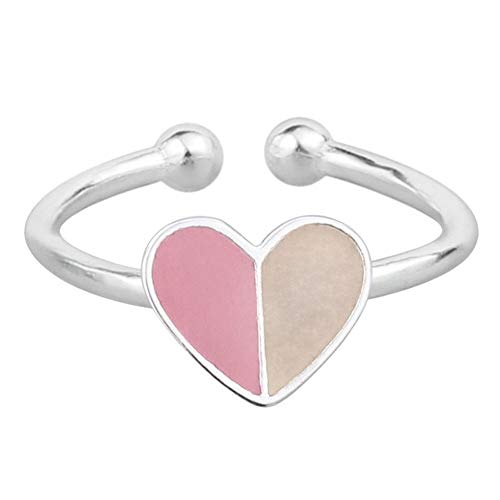 HAOHAOCHENG-WL Necesidades de la Familia Sterling Silver Ajustable corazón Amor Anillo Cae Esmalte Diseño sin Problemas con Personalidad de la Manera agraciada Anillo Indeciso (Color : Pink)