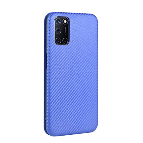 HAOTIAN Funda para OPPO A52/A72/A92 Magnético Libro Tapa Billetera, Carcasa con Ranuras de Tarjeta Cierre, Protector Interno TPU a Prueba de Golpes + Anillo Soporte Plegable. Azul