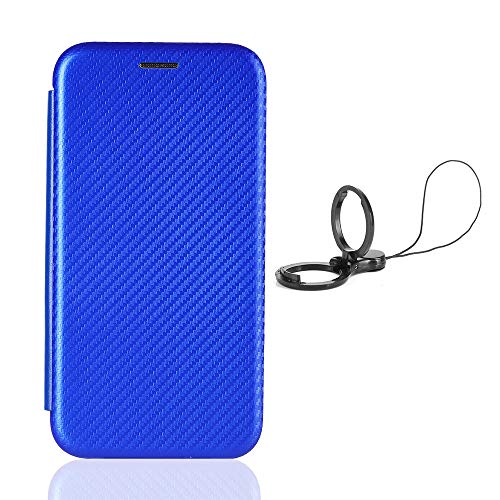 HAOTIAN Funda para OPPO A52/A72/A92 Magnético Libro Tapa Billetera, Carcasa con Ranuras de Tarjeta Cierre, Protector Interno TPU a Prueba de Golpes + Anillo Soporte Plegable. Azul