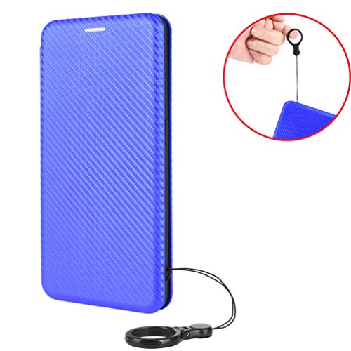 HAOTIAN Funda para OPPO A52/A72/A92 Magnético Libro Tapa Billetera, Carcasa con Ranuras de Tarjeta Cierre, Protector Interno TPU a Prueba de Golpes + Anillo Soporte Plegable. Azul