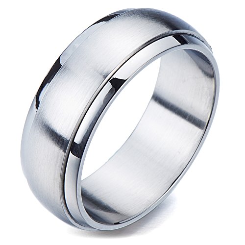 H+C Estilo Refinado- Anillo de Hombre Mujer- Unisex- Acero Inoxidable- Anillo Giratorio- Ajuste Cómodo(10)