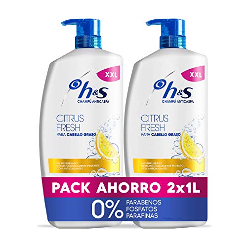 Head & Shoulders Citrus Fresh Anticaspa Champú para el cabello graso, 2 x 1000 ml