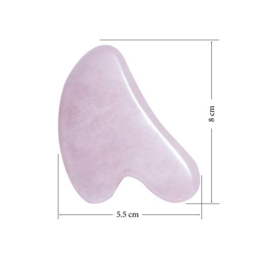 Herramienta de masaje de raspado Guasha - Tablero Gua Sha de cuarzo rosa - Herramienta raspadora tradicional para antienvejecimiento - Guasha de piedra de cuarzo rosa 100% natural - Por Sandine