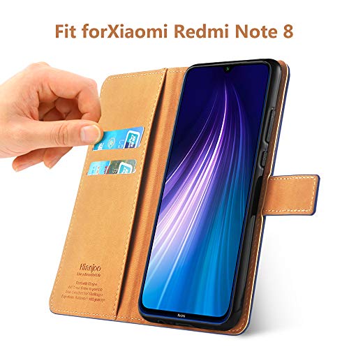 Hianjoo Funda Compatible con Xiaomi Redmi Note 8, Suave PU Cuero Carcasa con Flip Case Cover, Cierre Magnético, Función de Soporte, Billetera con Tapa Tarjetas Compatible con Redmi Note 8, Azul