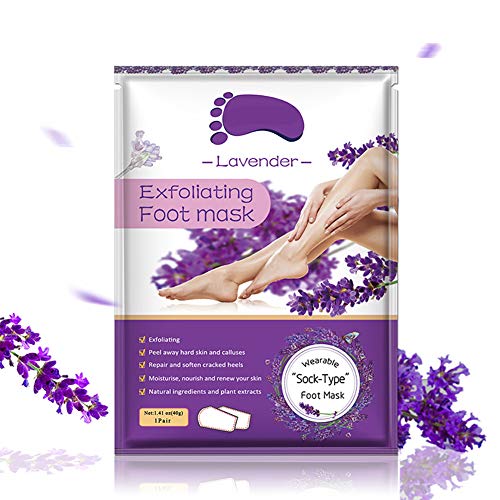 Hilai 2 pares Exfoliante Pies Peeling Pies Foot Mask Mascarilla de Pie Quita Cutículas Callos y Piel Muerta Calcetín Exfoliante de Pies Suaves(Lavanda)