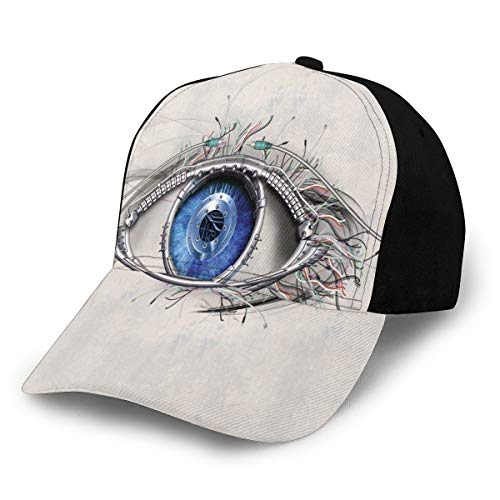 Hip Hop Sun Hat Baseball Cap,Futuristic Style A Mechanic Sight In Direct Eye Contact Science and Engineering,For Men&Women