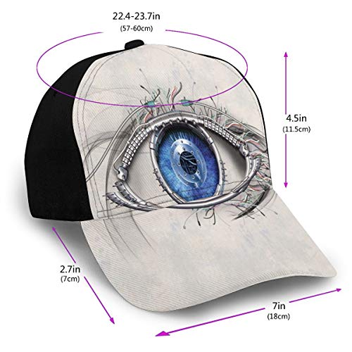 Hip Hop Sun Hat Baseball Cap,Futuristic Style A Mechanic Sight In Direct Eye Contact Science and Engineering,For Men&Women