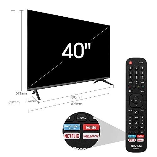 Hisense FHD TV 2020 40AE5500F - Smart TV Resolución Full HD, Natural Color Enhancer, Dolby Audio, Vidaa U 2.5 con IA, HDMI, USB, Salida auriculares