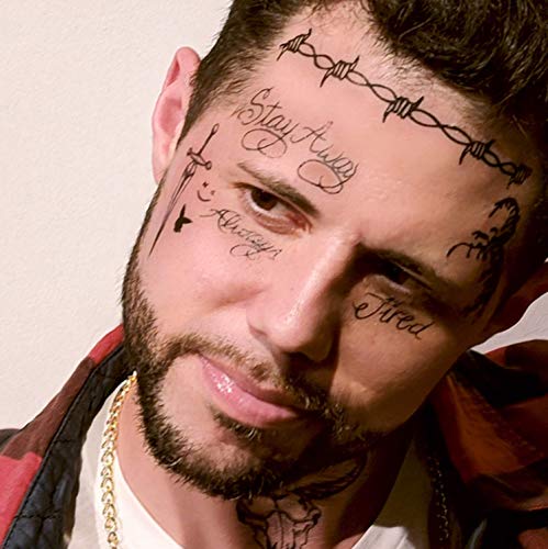 Hoja de tatuajes seguros para la piel temporal inspirada en la cara post Malone