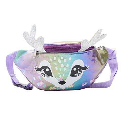 Holograma Bolsa De Riñonera para Mujeres Chicas Niñas,Deporte Cangurera Brillante Neón de Moda Llamativa Impermeable, para Color Run, Fiesta, Viaje, Playa, Actividades al Aire Libre (Púrpura)