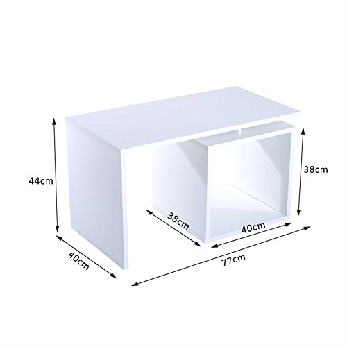 HOMCOM Mesa de Café con Compartimento Abierto Mesa Baja Mesa de Centro Auxiliar Blanca Lacada
