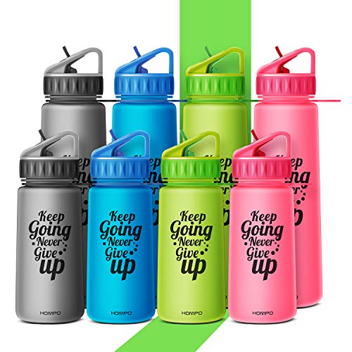 HOMPO Botella de Agua Deportiva,Motivación Botella Con Paja Y Marcas De Tiempo, sin BPA & a Prueba de Fugas,eco friendly,tritan,para niños, viaje, deporte, bicicleta, gym, oficina(Verde, 900ml / 32oz)